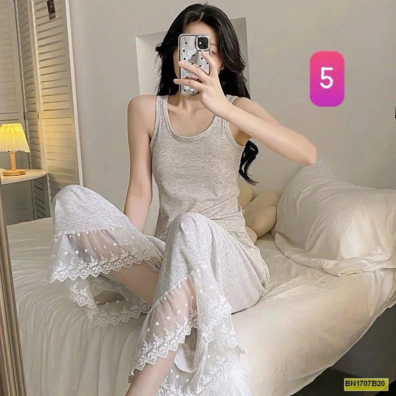 BỘ NGỦ ÁO 2 DÂY+QUẦN DÀI