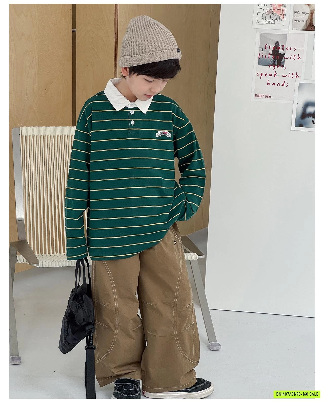 ÁO THUN KẺ PHỐI CỔ SƠ MI AOAOKIDS