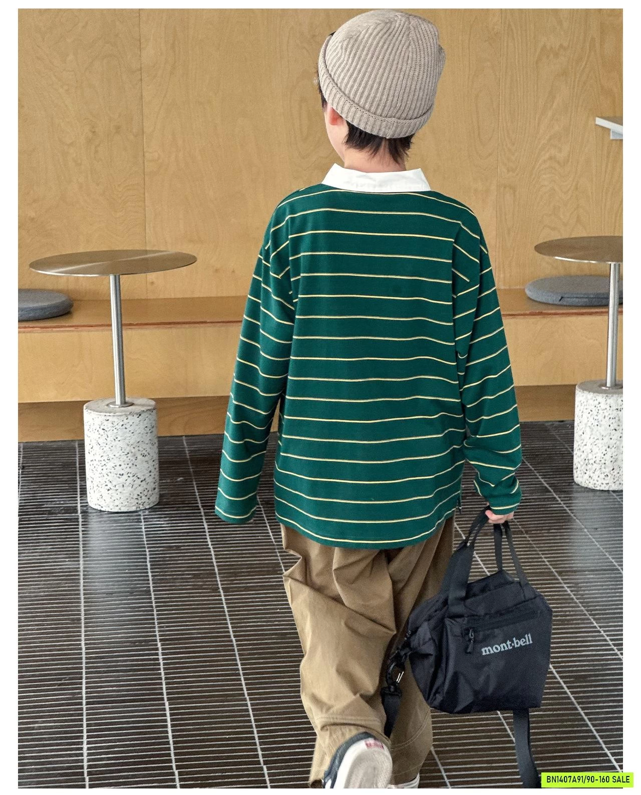 ÁO THUN KẺ PHỐI CỔ SƠ MI AOAOKIDS
