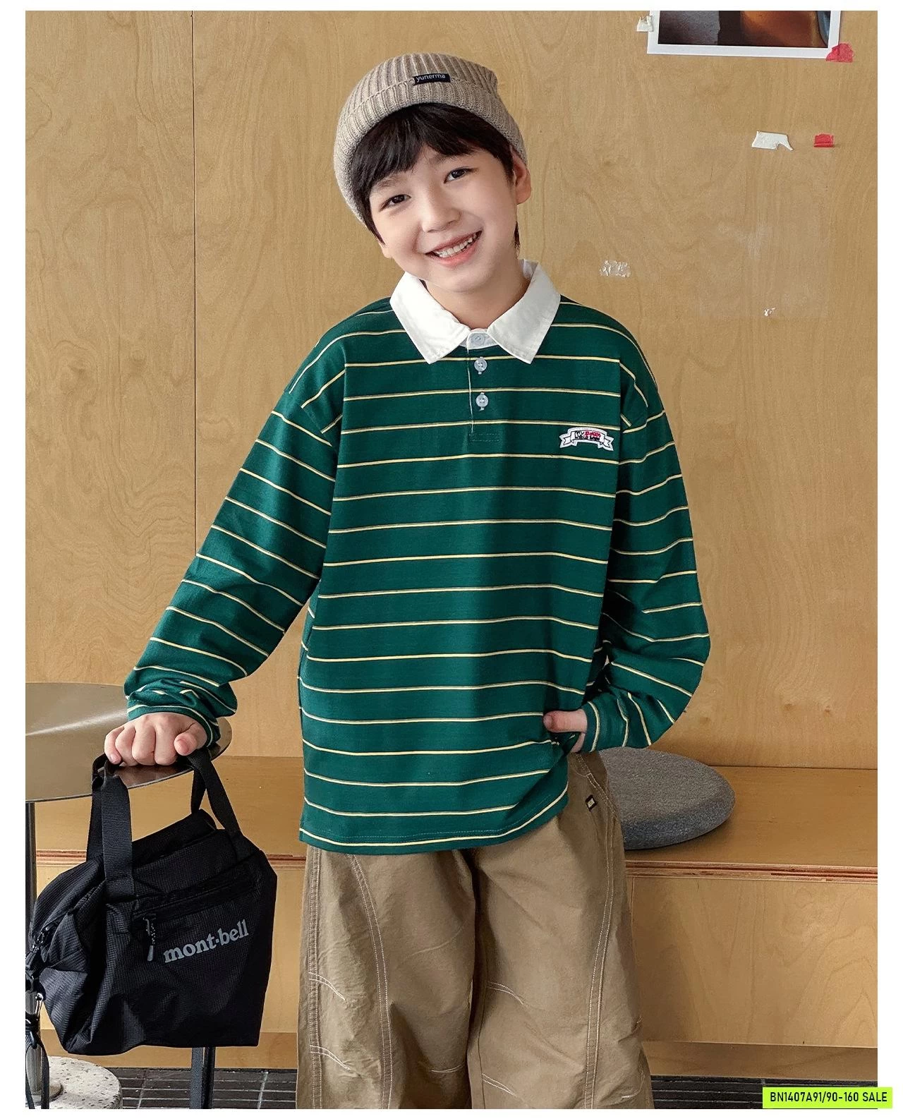 ÁO THUN KẺ PHỐI CỔ SƠ MI AOAOKIDS