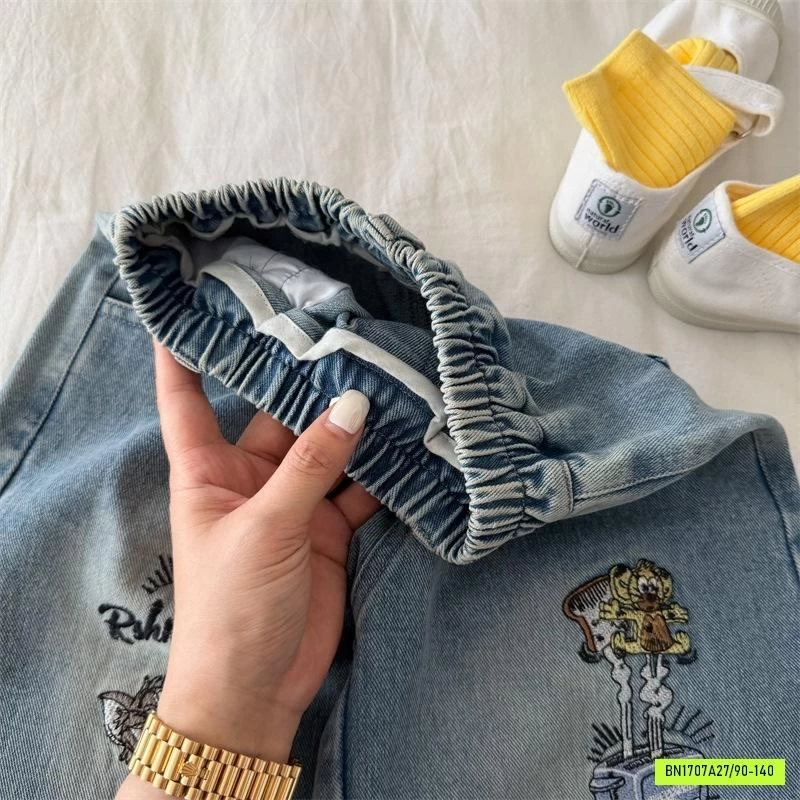 JEANS BAGGY THÊU MÈO TOM MMY