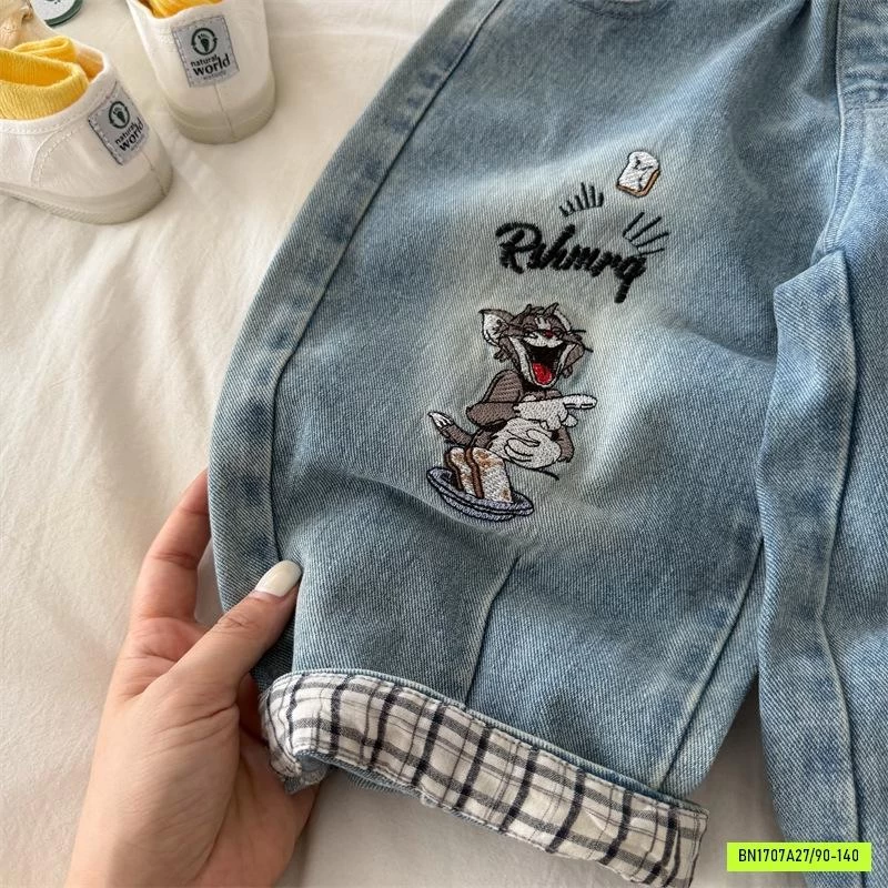 JEANS BAGGY THÊU MÈO TOM MMY