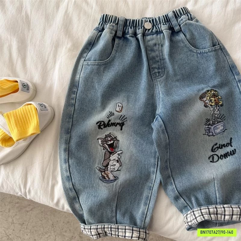 JEANS BAGGY THÊU MÈO TOM MMY