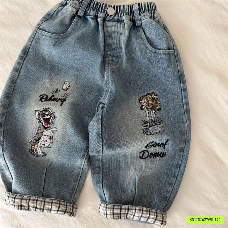 JEANS BAGGY THÊU MÈO TOM MMY
