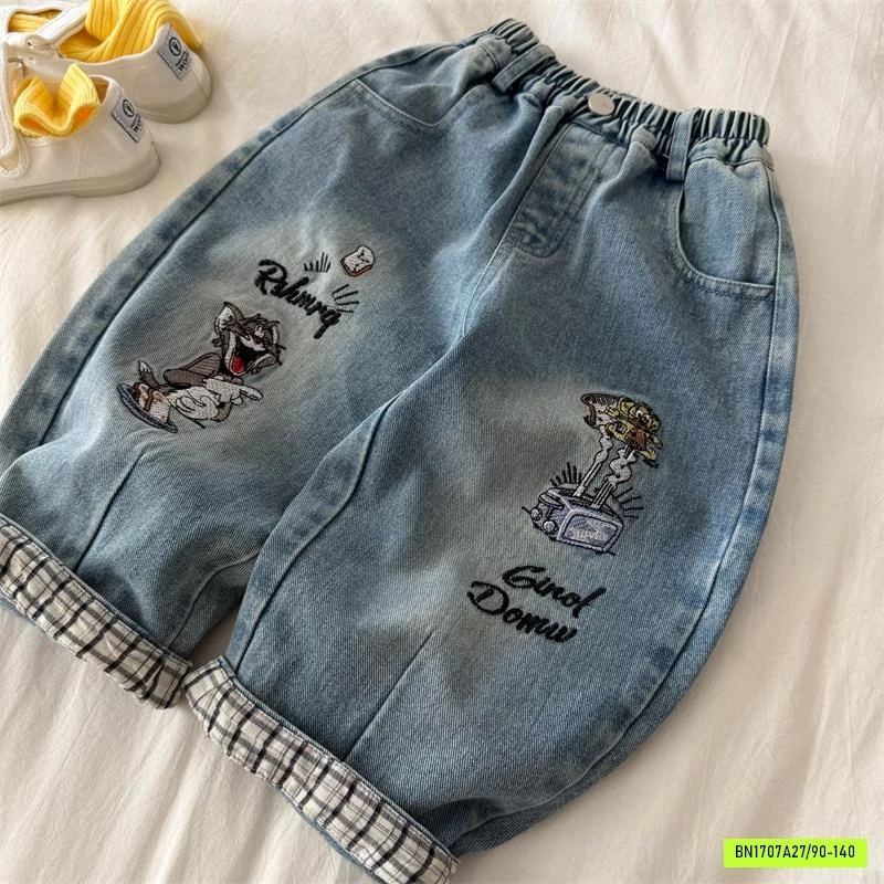 JEANS BAGGY THÊU MÈO TOM MMY