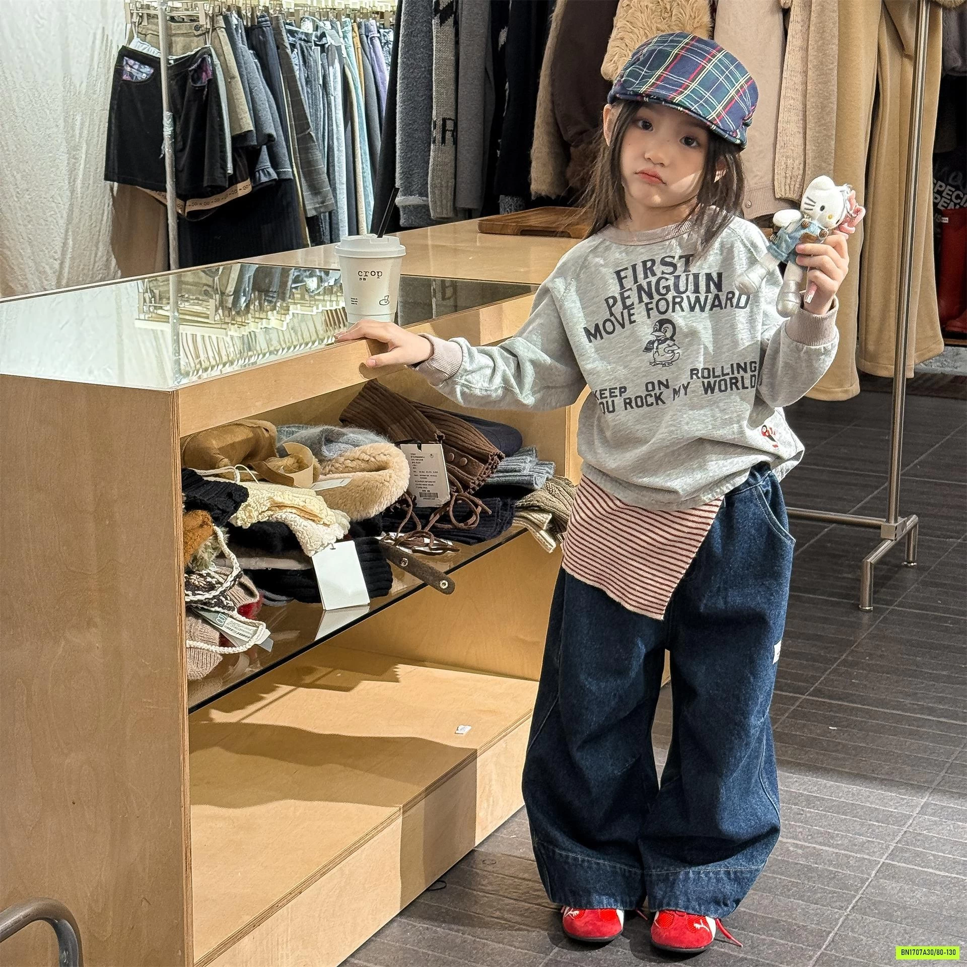 JEANS SUÔNG GẤP GẤU ADBABY
