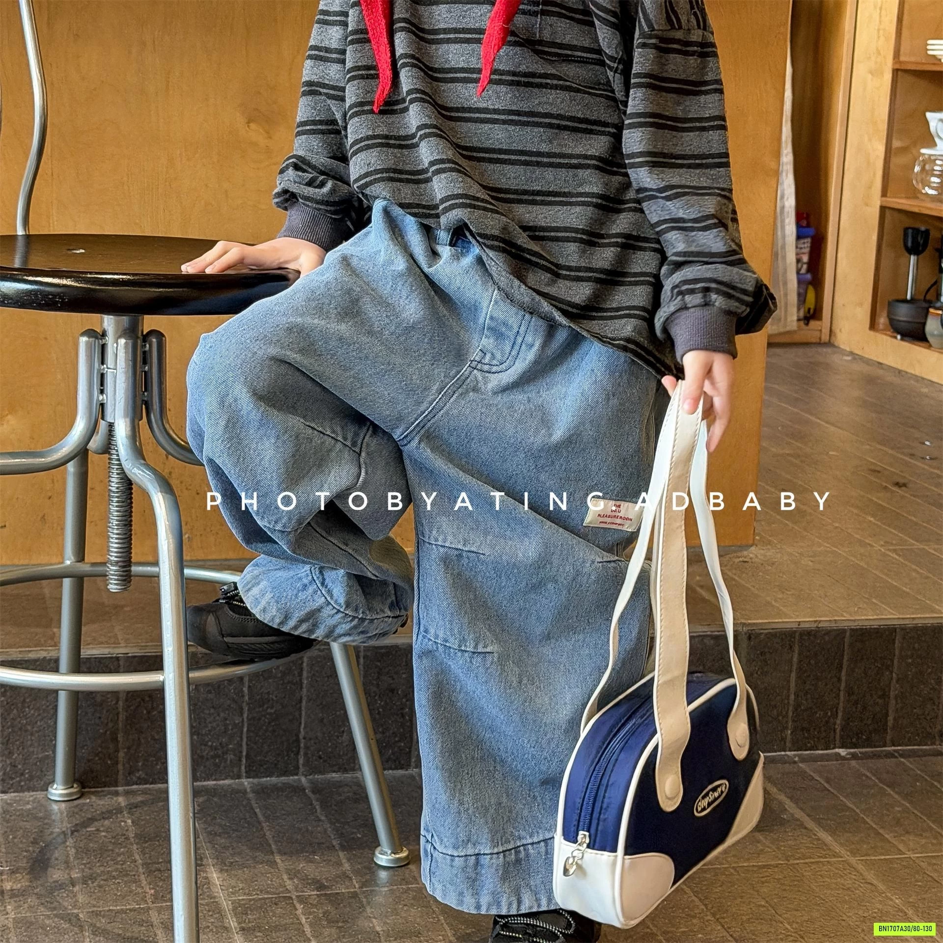 JEANS SUÔNG GẤP GẤU ADBABY