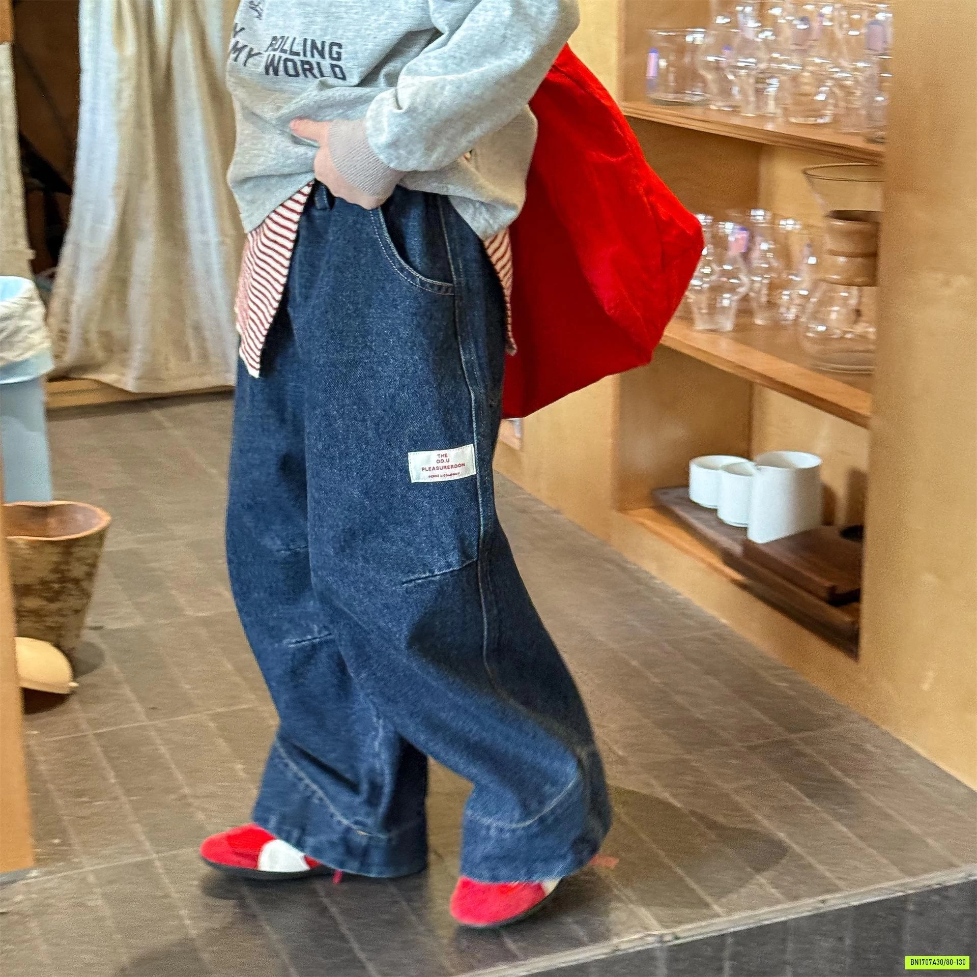 JEANS SUÔNG GẤP GẤU ADBABY