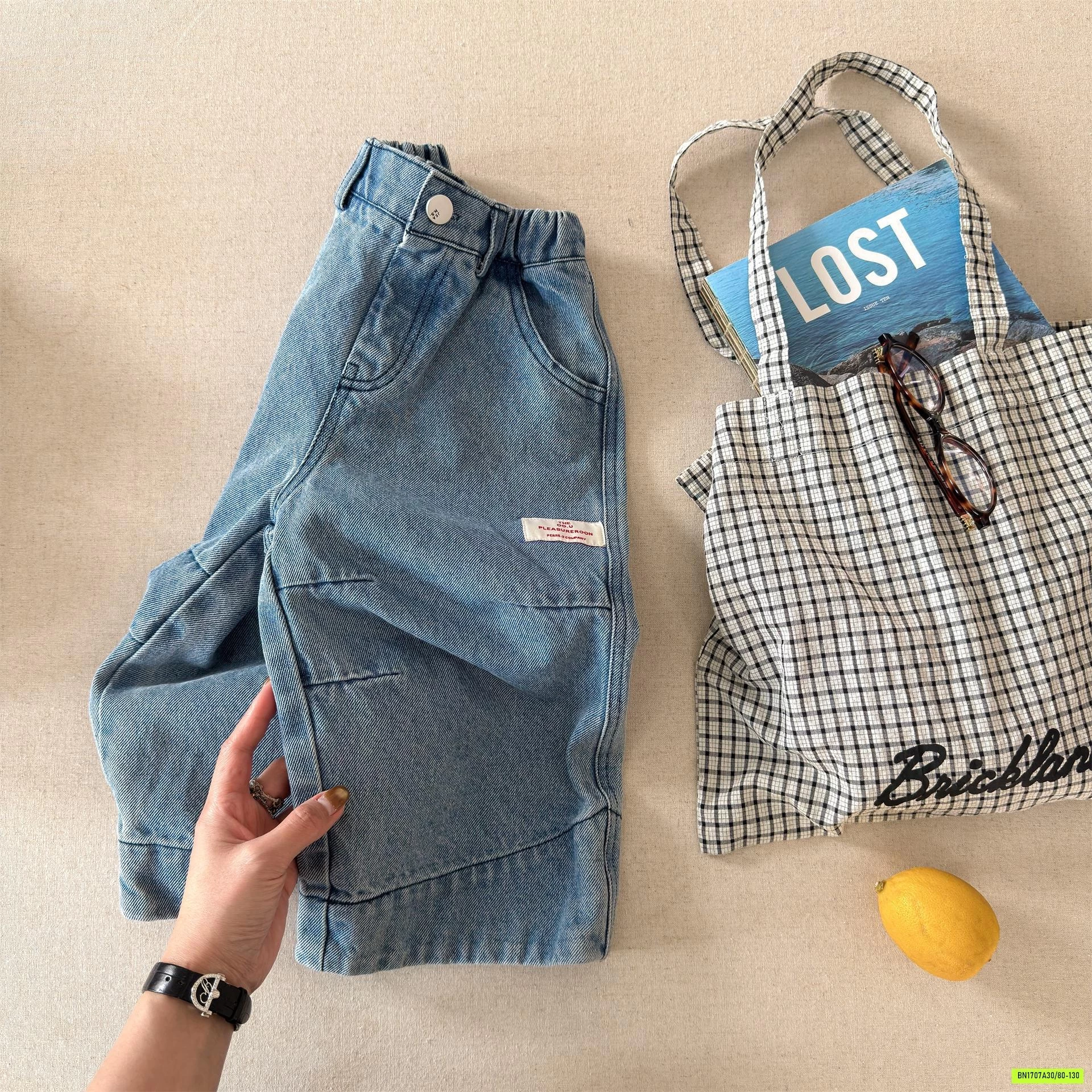 JEANS SUÔNG GẤP GẤU ADBABY