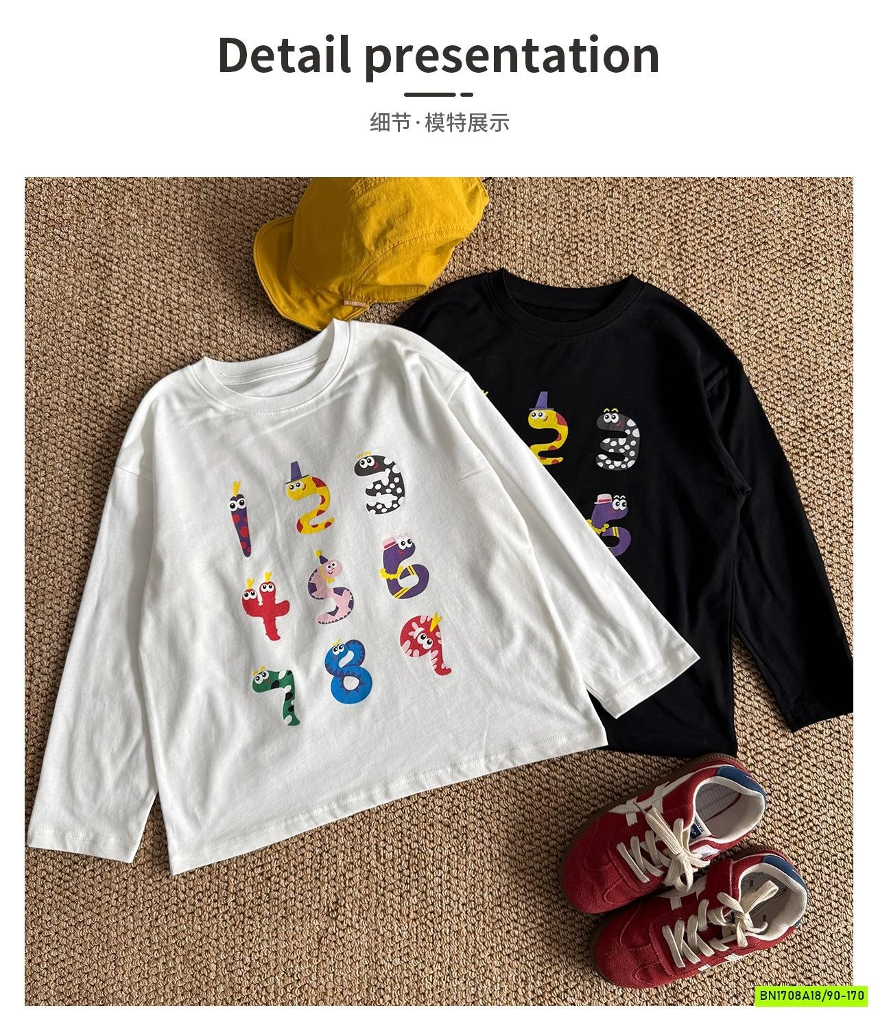 ÁO THUN IN SỐ SẮC MÀU AQ5014 AOAOKIDS