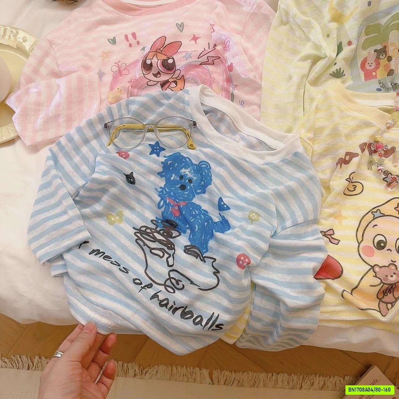 BAGGY MIX ÁO THUN GIẤY KẺ NGANG