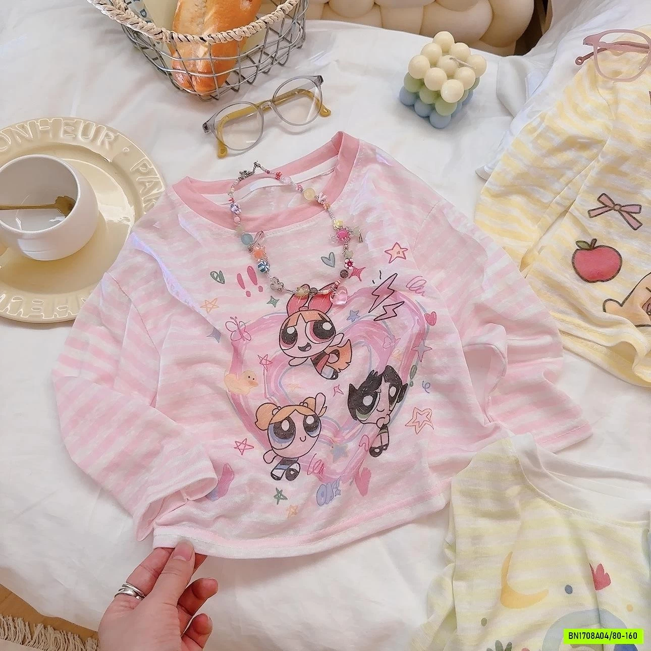 BAGGY MIX ÁO THUN GIẤY KẺ NGANG
