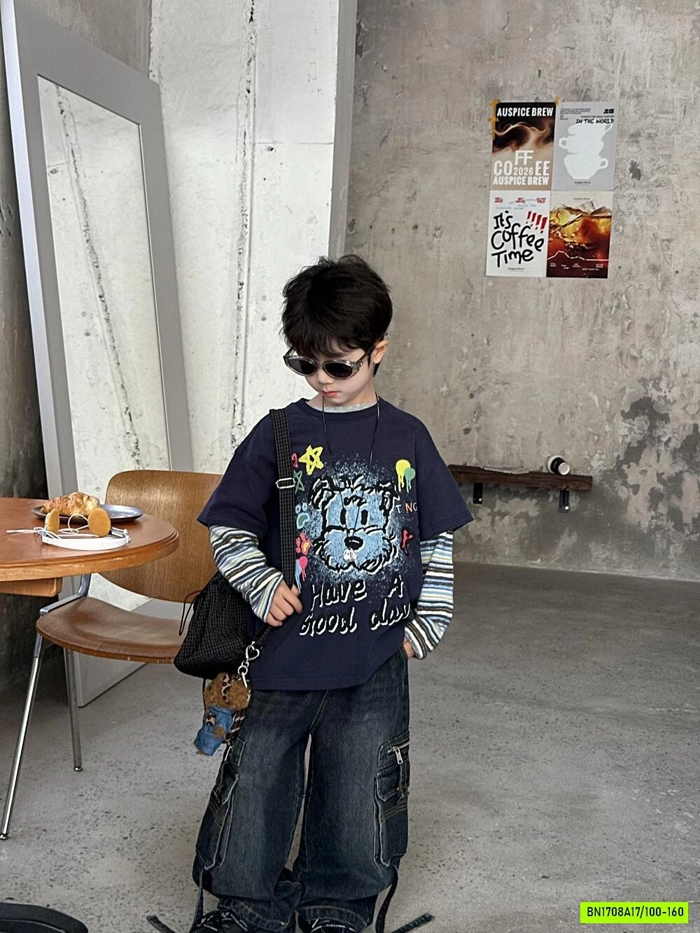 ÁO 2 LỚP TAY KẺ MIX JEANS TÚI HỘP AFTE