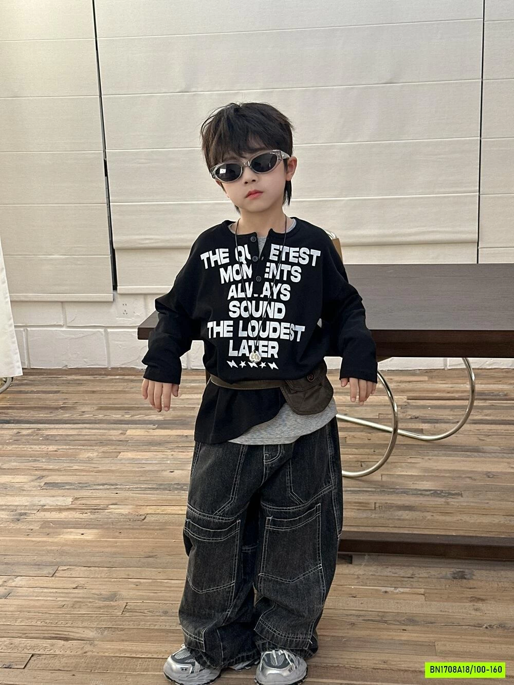 ÁO THUN CHỮ MIX JEANS CHỈ NỔI AFTE
