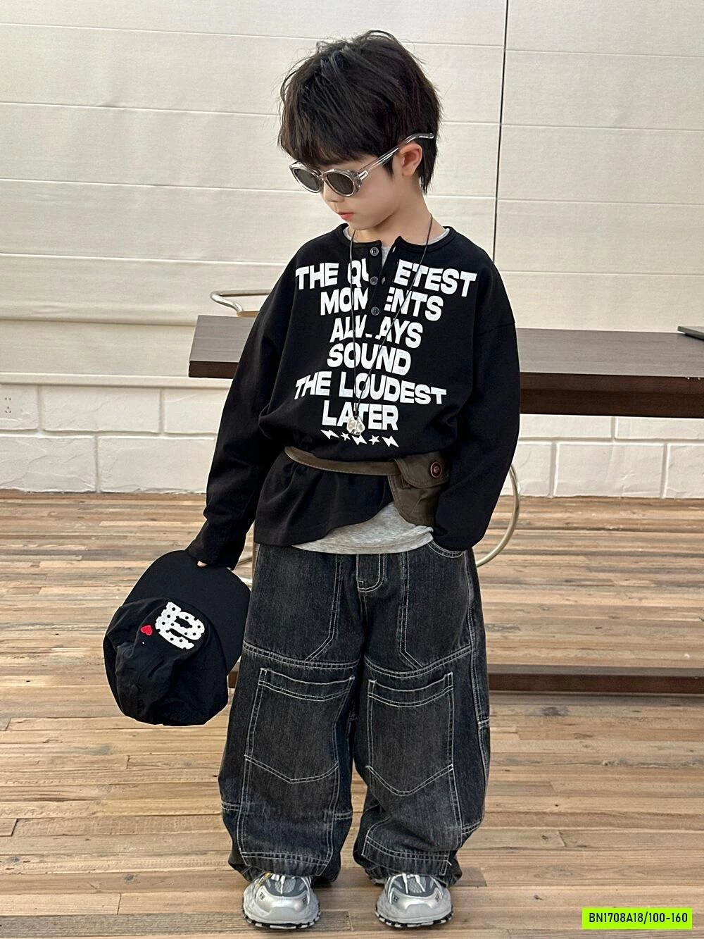 ÁO THUN CHỮ MIX JEANS CHỈ NỔI AFTE