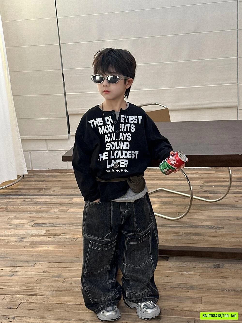 ÁO THUN CHỮ MIX JEANS CHỈ NỔI AFTE