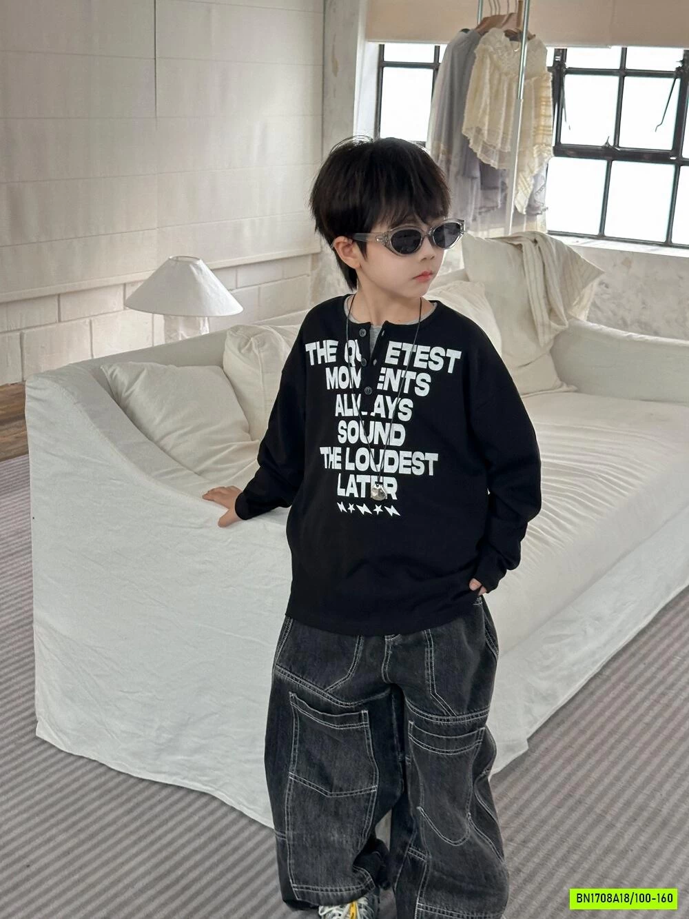 ÁO THUN CHỮ MIX JEANS CHỈ NỔI AFTE