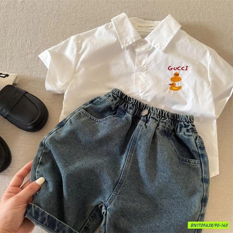 SƠ MI NGẮN TAY THÊU VỊT MMY