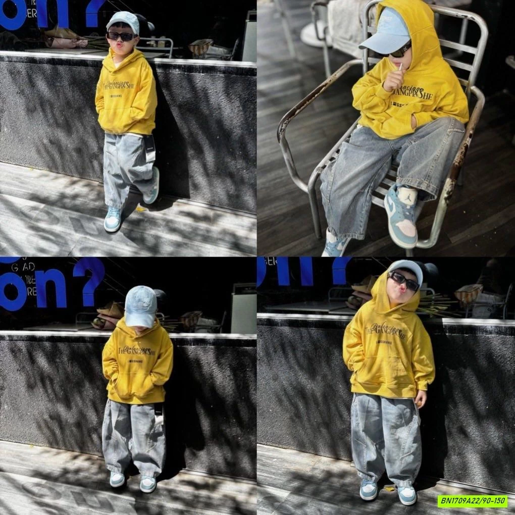 JEANS BAGGY BẠC GỐI GÂN TRƯỚC AOAOKIDS