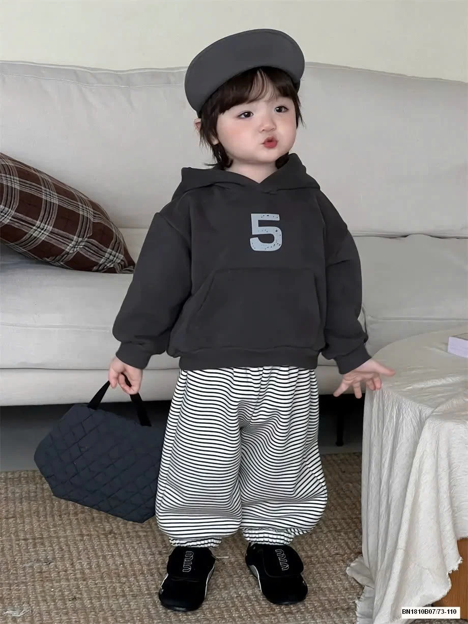 SET ÁO HOODIE SỐ 5 MIX QUẦN KẺ NGANG