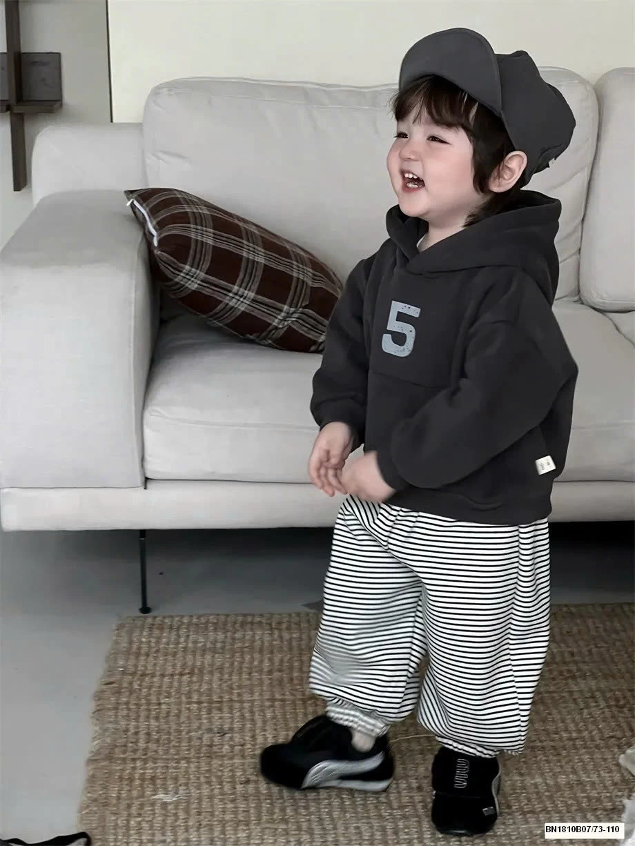 SET ÁO HOODIE SỐ 5 MIX QUẦN KẺ NGANG