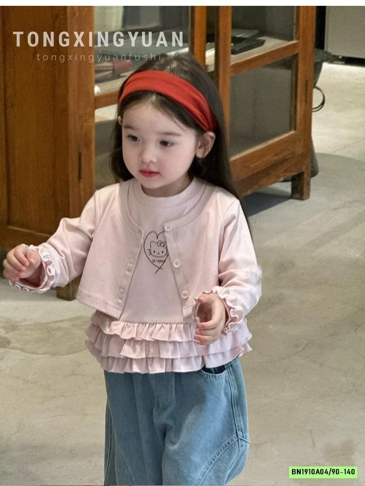 ÁO THUN HỒNG VIỀN BÈO GIẢ 2 LỚP