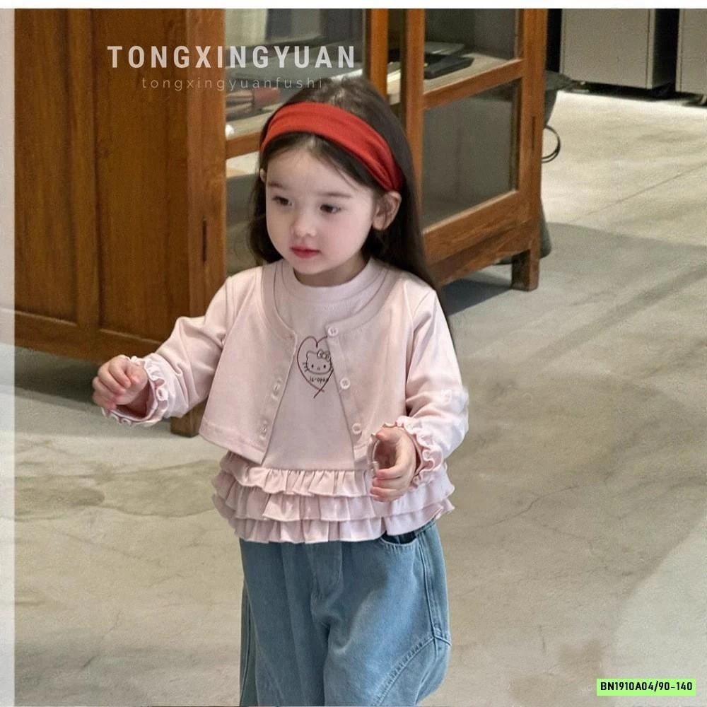 ÁO THUN HỒNG VIỀN BÈO GIẢ 2 LỚP