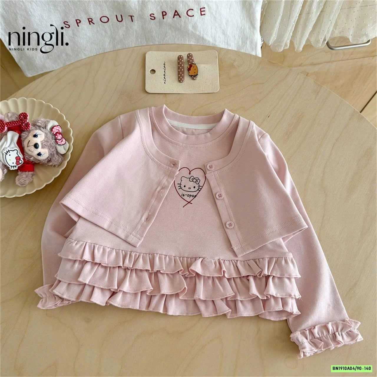 ÁO THUN HỒNG VIỀN BÈO GIẢ 2 LỚP