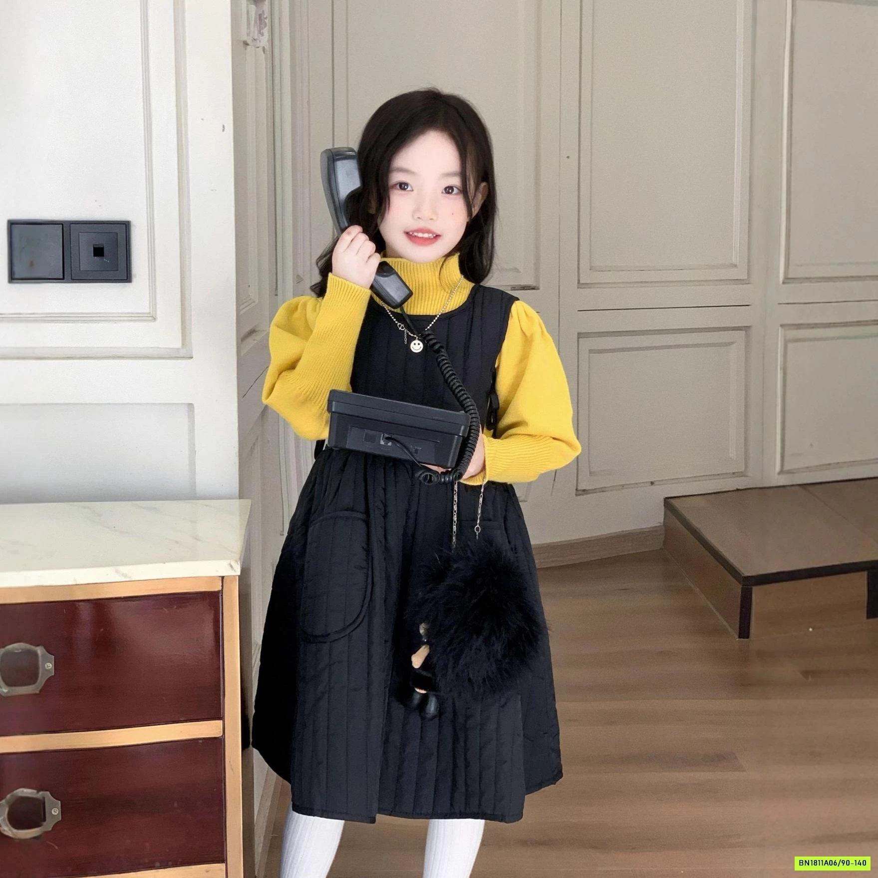 ÁO LEN VÀNG MIX ĐẦM PHAO