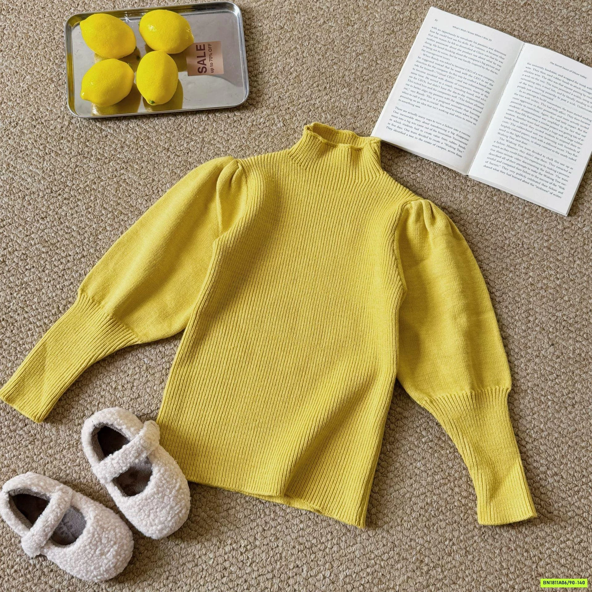 ÁO LEN VÀNG MIX ĐẦM PHAO