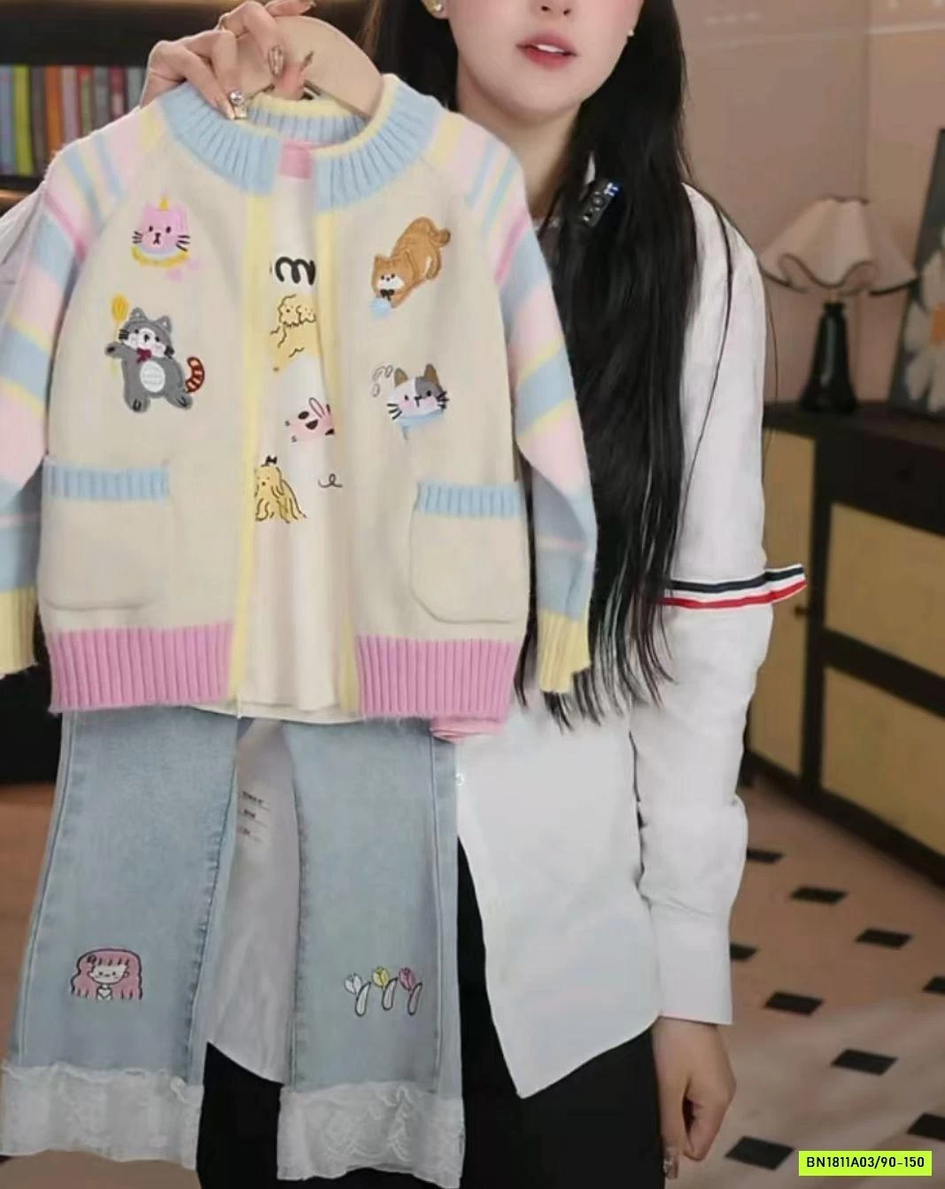 ÁO KHOÁC LEN 4 CHÚ MÈO