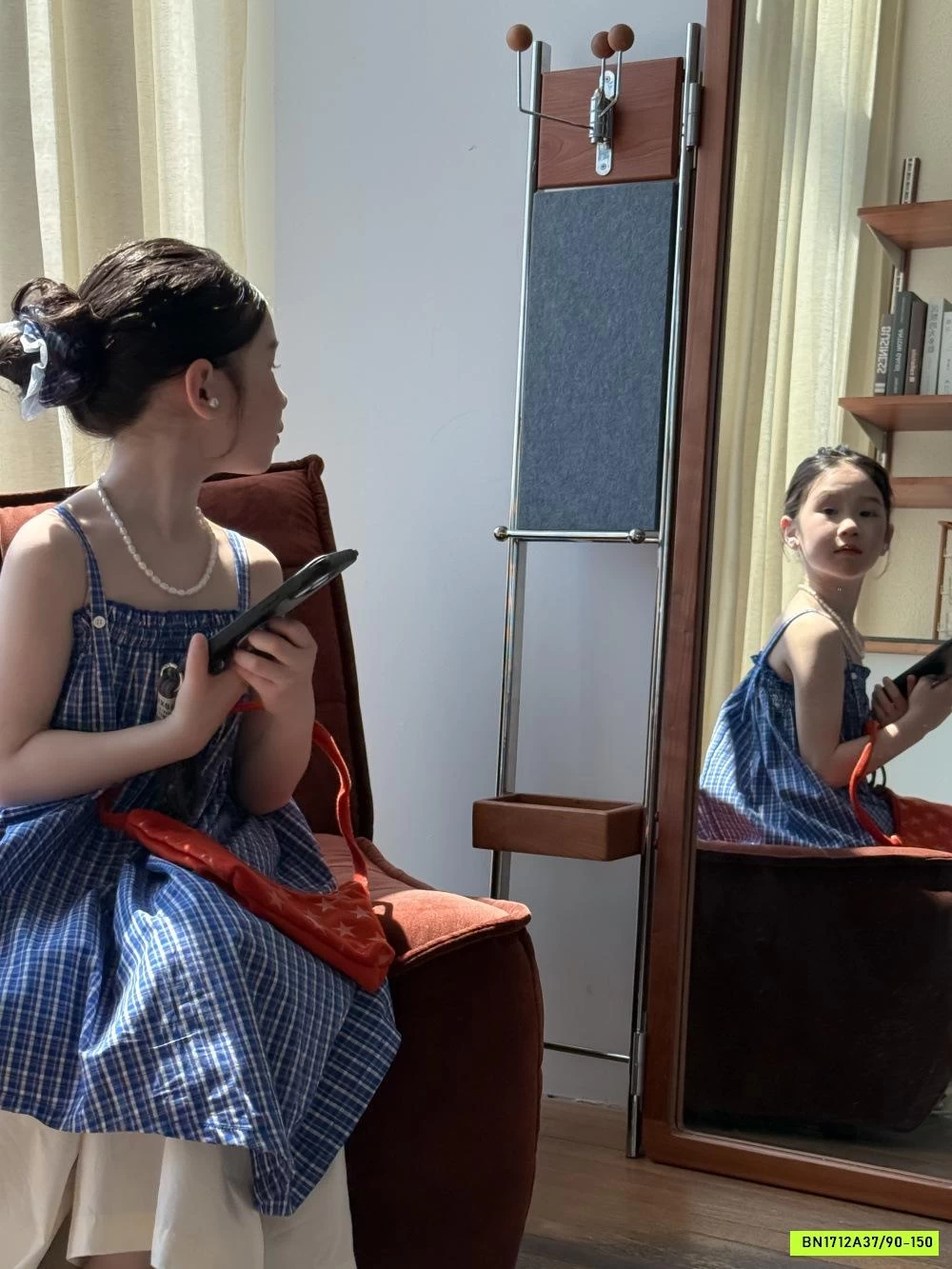 ĐẦM MAXI 2 DÂY CARO XANH KUMAI