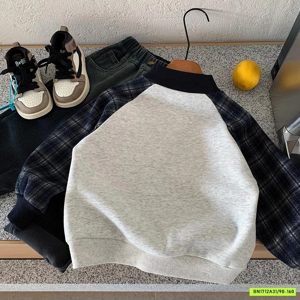 ÁO NỈ PHỐI TAY CARO LÓT LÔNG CỪU MUYE