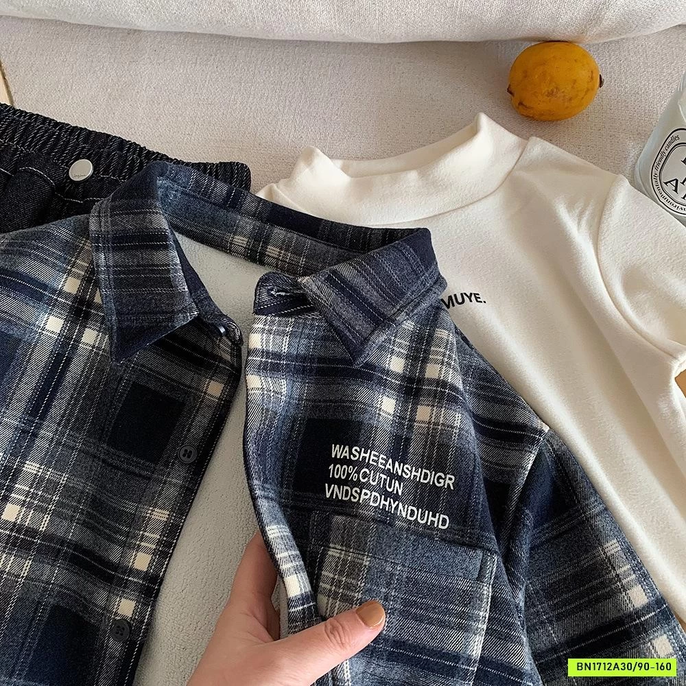 KHOÁC NỈ CARO LÓT LÔNG GIẢ SƠ MI MUYE