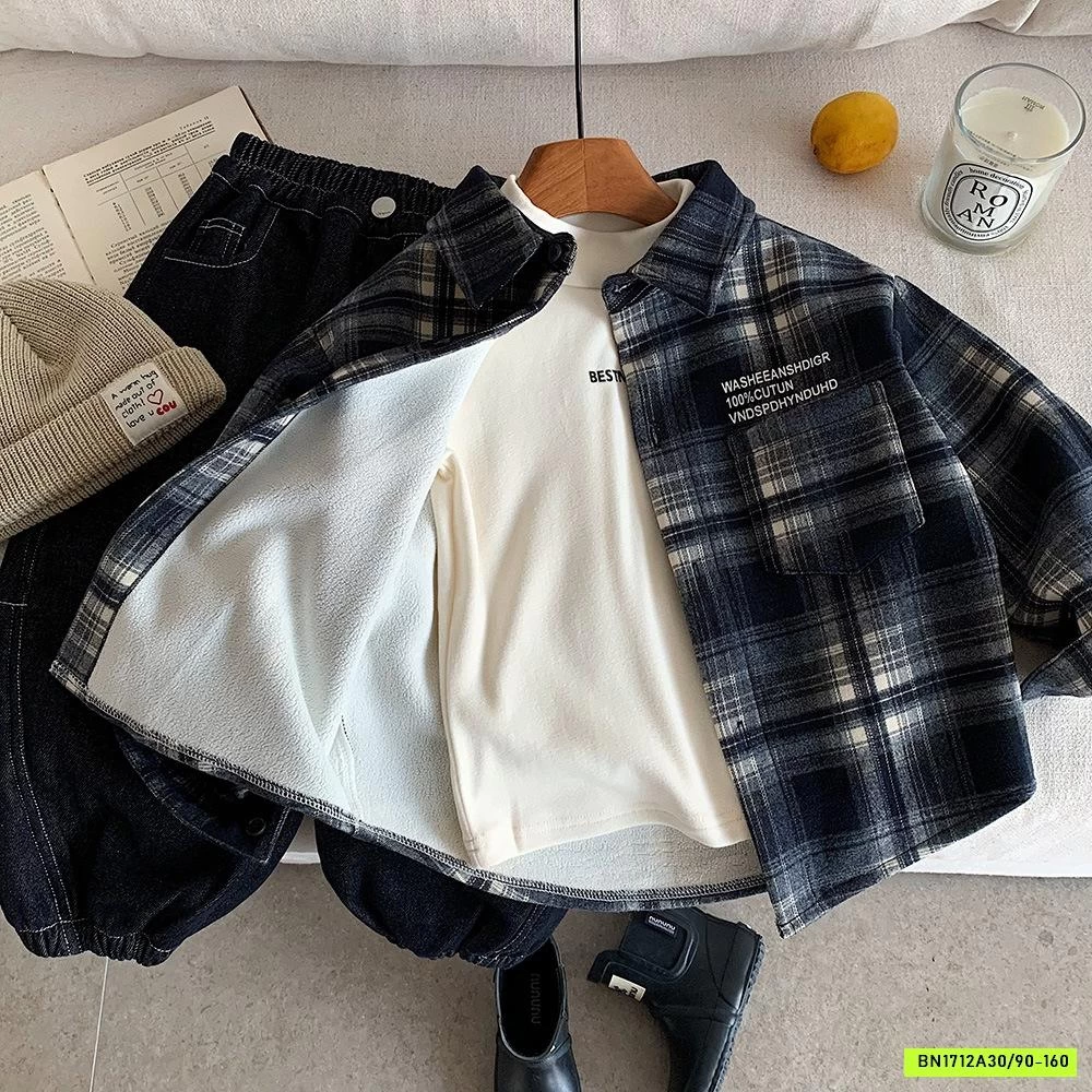 KHOÁC NỈ CARO LÓT LÔNG GIẢ SƠ MI MUYE