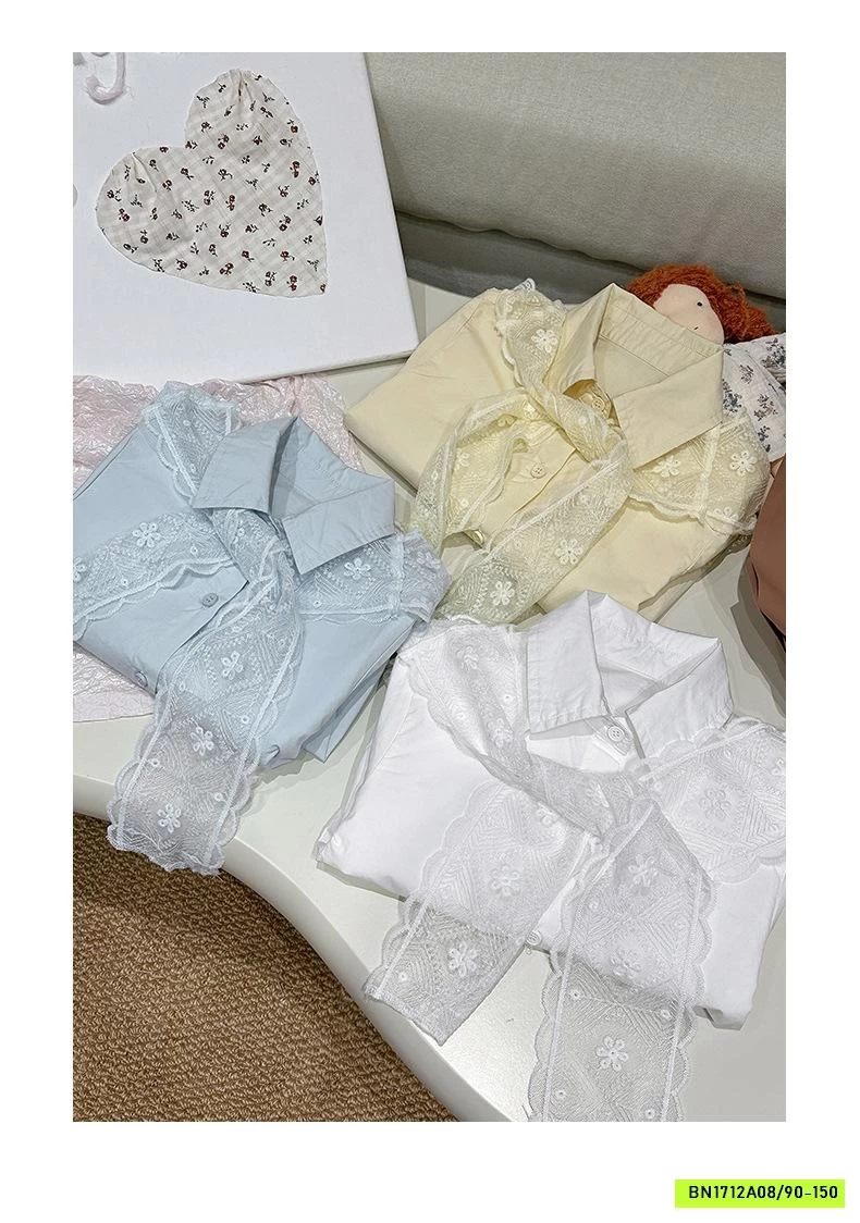 SƠ MI TRƠN MÀU KÈM CHOÀNG REN