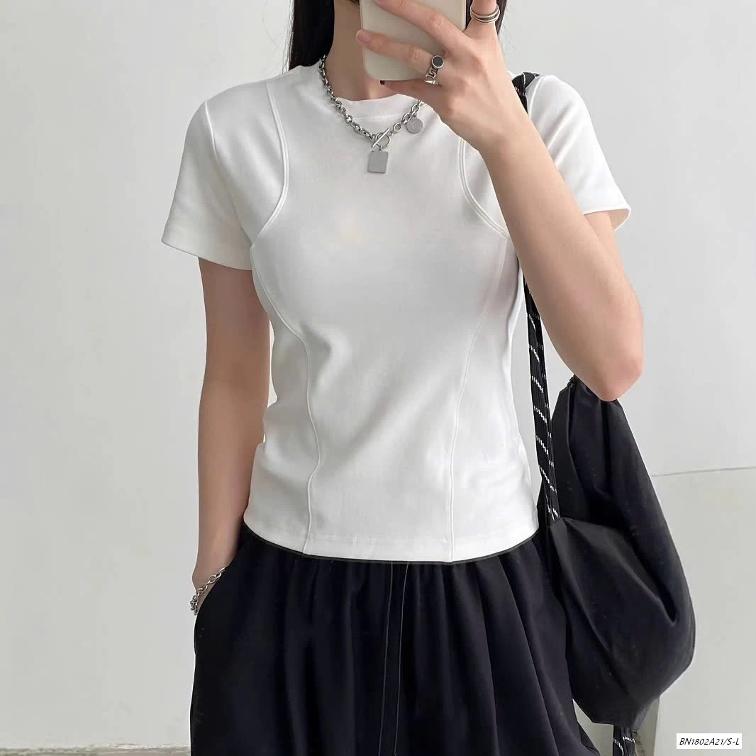 ÁO THUN CỔ TRÒN NẸP EO