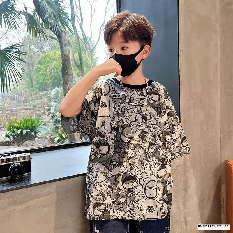 ÁO THUN HỌA TIẾT  TRẮNG ĐEN SIZE ĐẠI