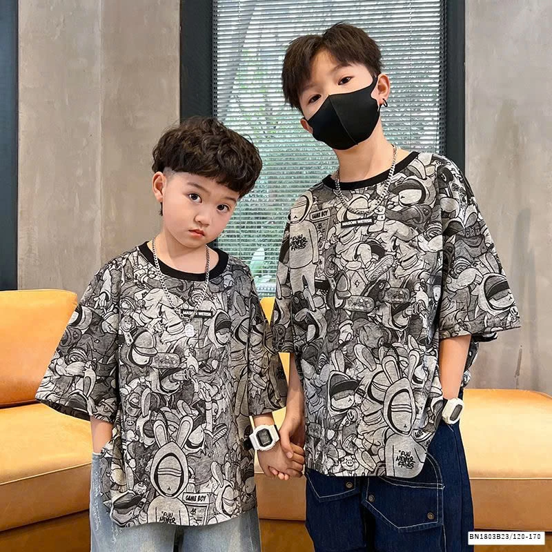 ÁO THUN HỌA TIẾT TRẮNG ĐEN SIZE ĐẠI