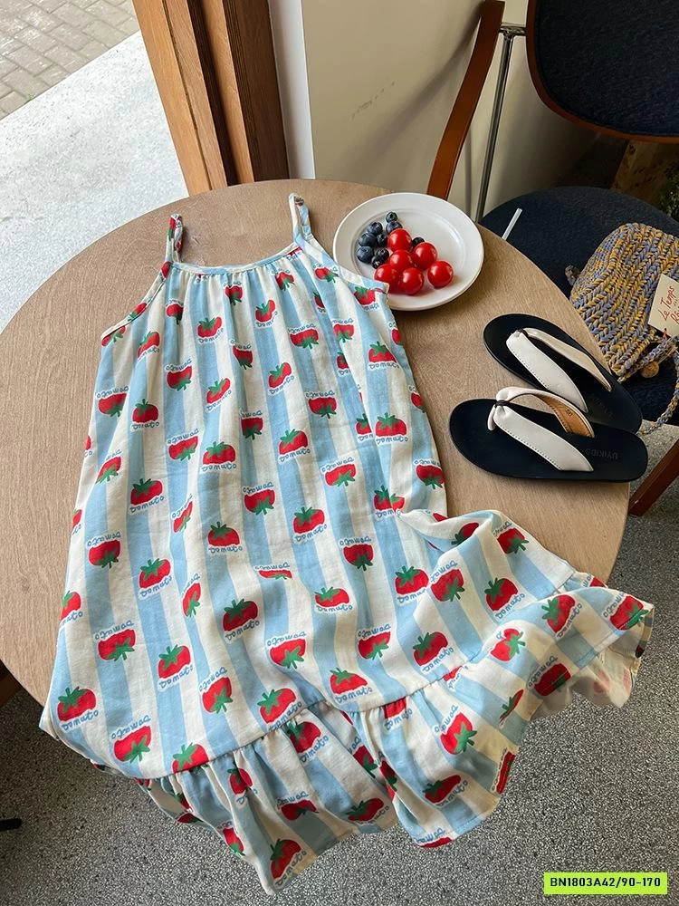 ĐẦM MAXI 2 DÂY CÀ CHUA 25D161 AMBB