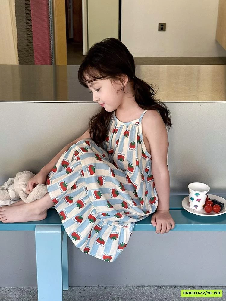 ĐẦM MAXI 2 DÂY CÀ CHUA 25D161 AMBB