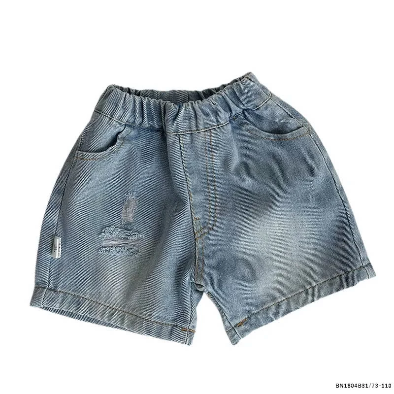 SÉT QUẦN SHORT JEAN MIX ÁO THUN HÌNH NGƯỜI NHÍ