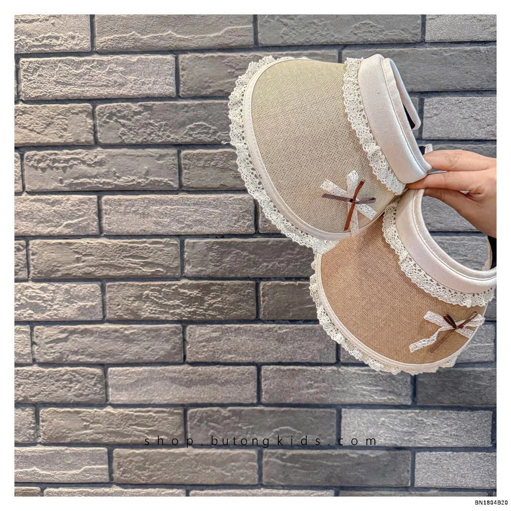 MŨ CHỐNG NẮNG NỬA ĐẦU PHỐI REN NƠ