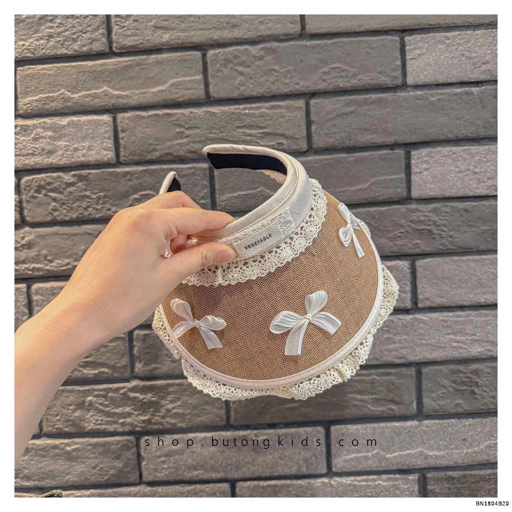 MŨ CHỐNG NẮNG NỬA ĐẦU PHỐI REN NƠ