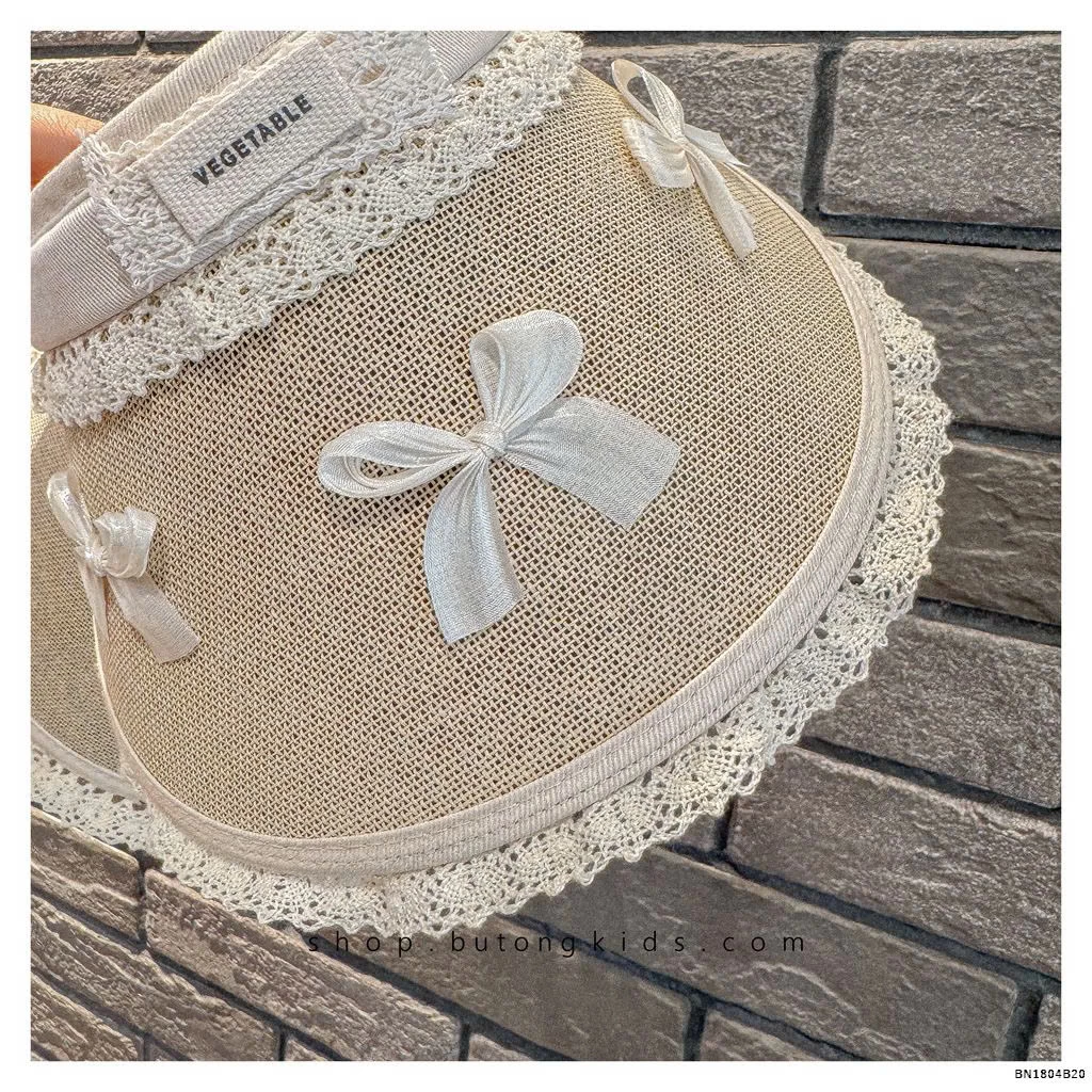 MŨ CHỐNG NẮNG NỬA ĐẦU PHỐI REN NƠ