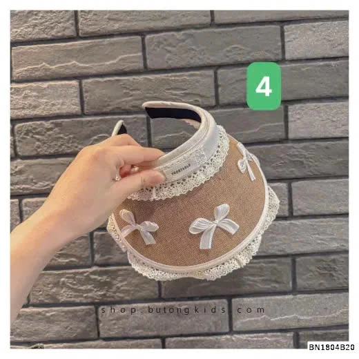 MŨ CHỐNG NẮNG NỬA ĐẦU PHỐI REN NƠ