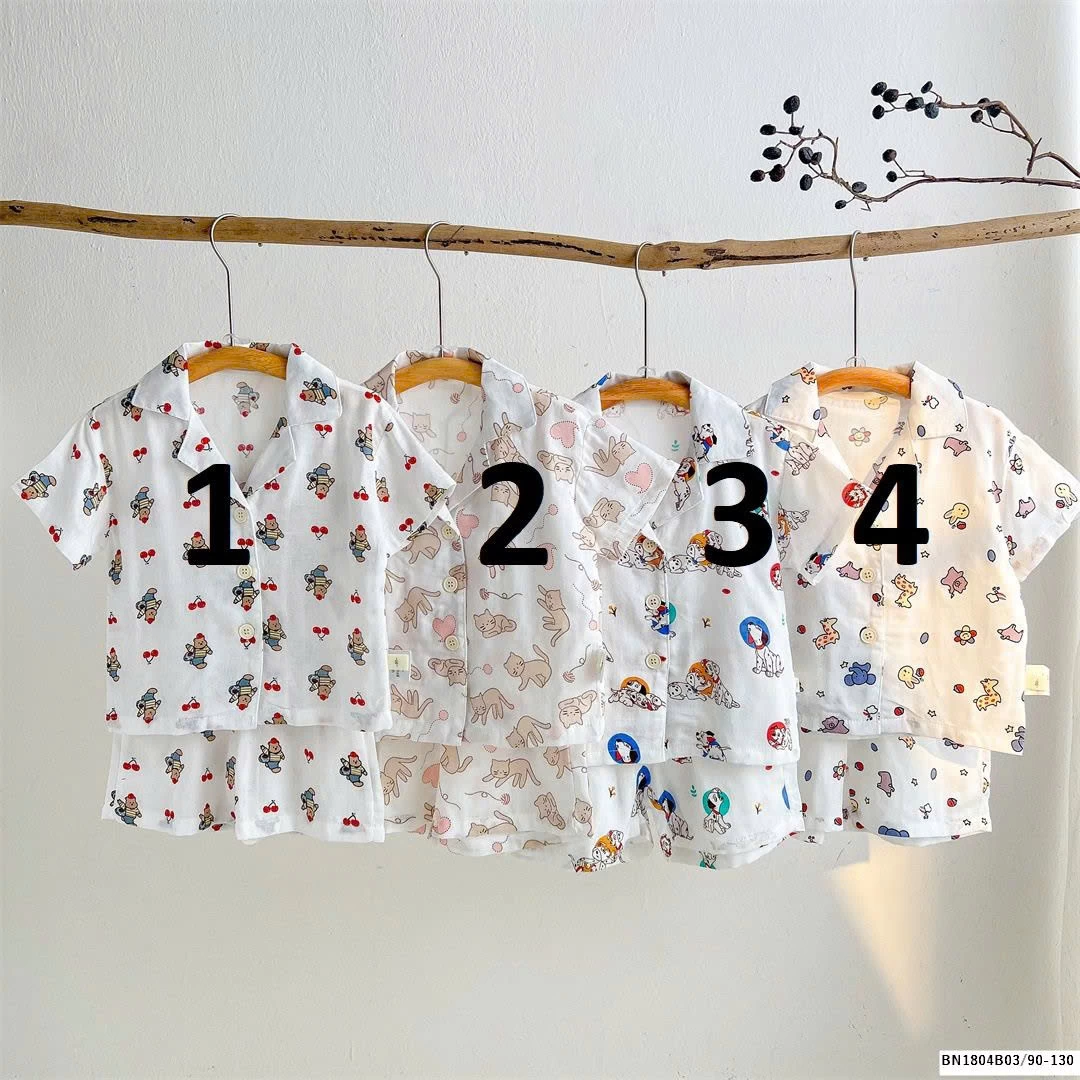 BỘ PIZAMA CỘC TAY MẸ BÉ