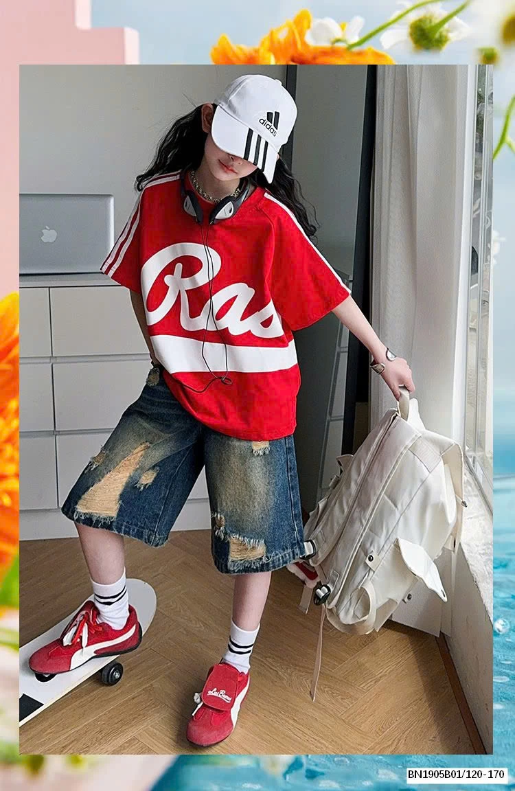 ÁO PHÔNG CHỮ PHỐI SHORT JEAN