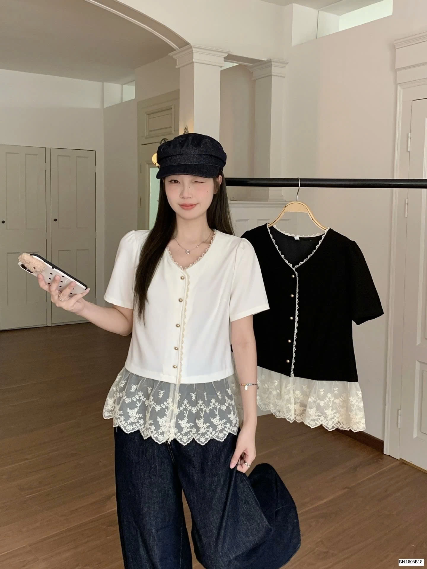 ÁO SƠ MI MIX REN TIỂU THƯ