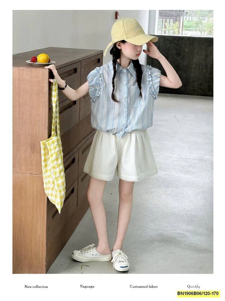 SÉT ÁO SƠ MI SỌC XANH MIX QUẦN TRẮNG